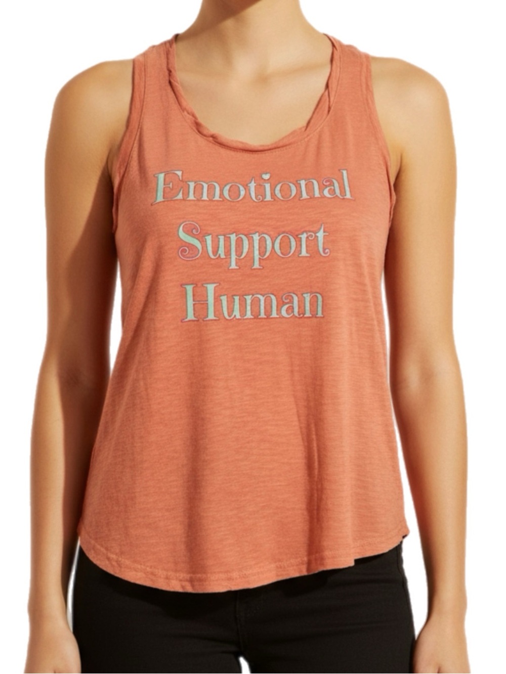 GAP | ‘Emotional Support Human’ Original Graphic Muscle Tank Top Green & Purple